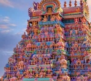 A gopuram of the Ranganathaswamy temple at Srirangam, Tiruchirappalli